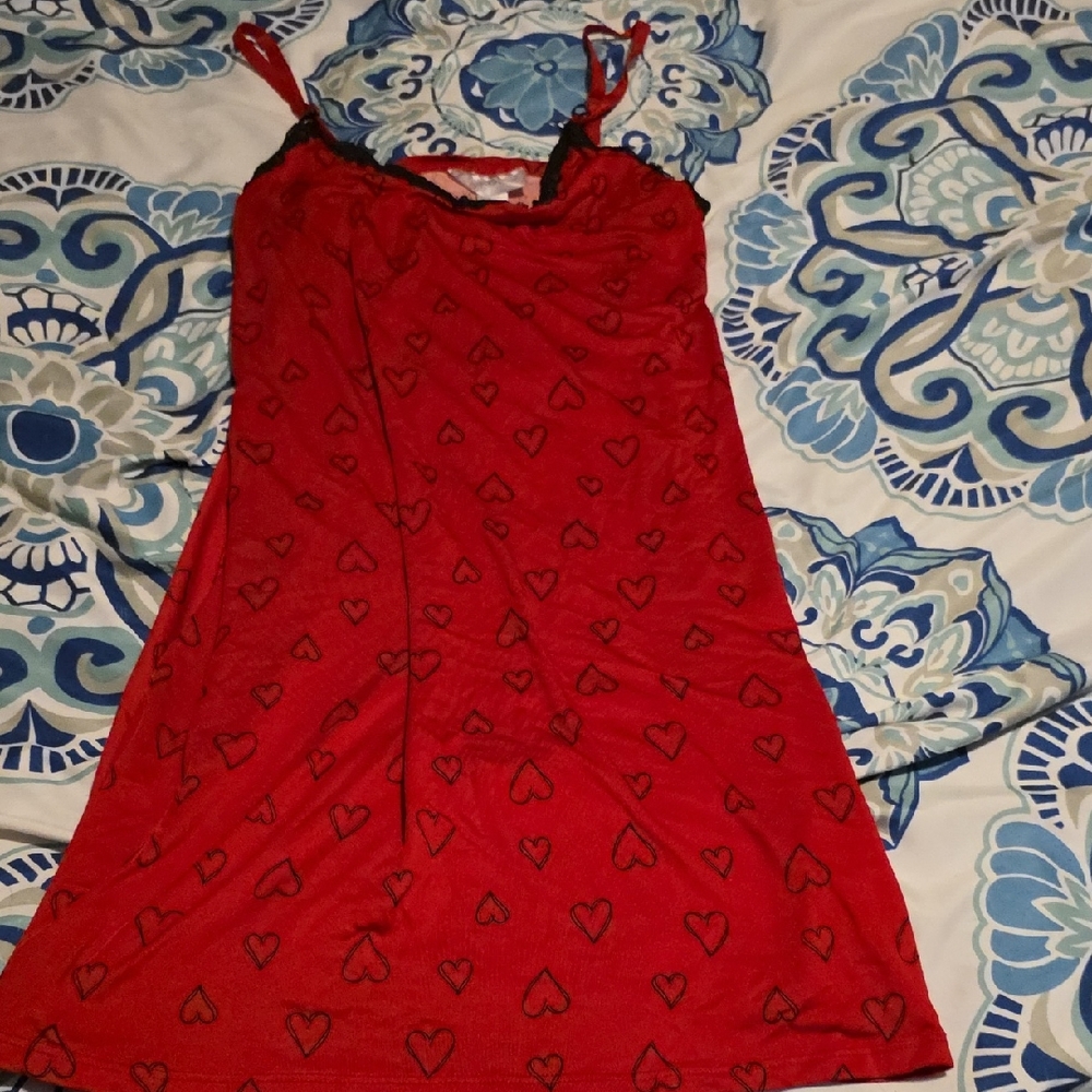 Red Heart Patterned Dress